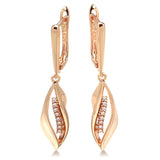 New 14K Rolled Gold Geometric AAA Zircon Diamonds Long Drop Fashion Fine Earrings