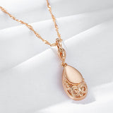 New Fashion 14K Rolled Rose Gold Glossy Owl Pattern Carving Shape Necklace For Women - Retro Fine Jewellery