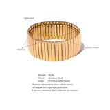 New Elastic Stainless Steel Metal Wide Big Statement Bracelet Bangle - 18K Gold Plated Hyperbole Unisex Jewellery - The Jewellery Supermarket