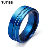 Offset Lines Polished 8mm Original Color Tungsten Wedding Ring for Men Women