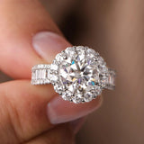 Flower Halo D Colour VVS1 3CT Moissanite Diamonds Ring 925 Silver Wedding Engagement Fine Jewellery GRA Certified