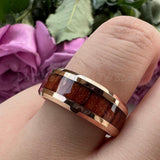 New Tungsten Wood Inlay Beveled Egdes Flat Polished Finish Fashion Wedding Rings For Men Women - The Jewellery Supermarket