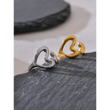 18K Gold Plated Stainless Steel Heart Love Hollow Minimalist Ring
