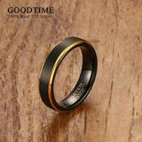 New Arrival Trendy 5MM Black Gold Colour Plated Tungsten Carbide Engagement Wedding Ring - Jewellery Gifts For Men - The Jewellery Supermarket