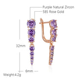 14K Gold Filled Shiny Purple AAA Zircon Crystals Drop Earrings Wedding Fine Jewellery
