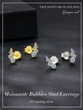 Unique Moissanite Diamond 925 Sterling Silver Unique Bubble Design Stud Earrings