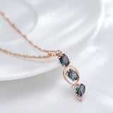 14K Rolled Gold Drop Necklace Unusual Colourful AAA Zircon Crystal Fashion Long Necklace