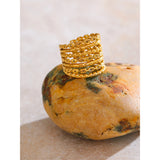 18K Gold Plated Personalized Stainless Steel Layered Wide Golden Ring