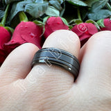 Grooved Stepped Finish 4 Colors 8mm Men Women Tungsten Satin Wedding Rings