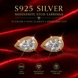 Dazzling Moissanite Diamonds Silver Stud Earrings 3EX Cut 0.5-2ct D Colour VVS1