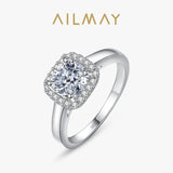 Brilliant Cushion-Cut AAAA Lab Created Diamond 925 Sterling Silver Charm Ring