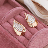 14K Gold Filled AAA Zircon Diamonds Full Paved Drop Big Size Glossy Earrings For Women
