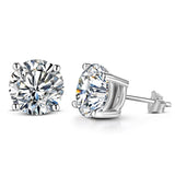 Top Quality 2 Carat 8.0mm D Colour Moissanite Diamonds Sterling Silver Stud Earrings