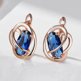 14 Karat Gold Filled Unusual Shiny Oval Blue AAA Zircon Crystals Luxury Dangle Earrings