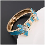 Unique Design Gold Plated with Enamel Double Bees Handmade Colorful Trendy 6 Colours Bracelets Bangles Jewellery - The Jewellery Supermarket