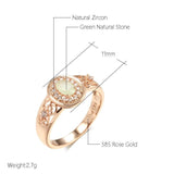 New Oval Cut Luxury AAA Zircon Emerald With 14K Rolled Rose Gold Flower Ring Ethnic Daily Jewellery