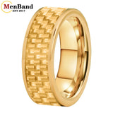 Carbon Fiber Inlay 4/6/8mm Gold Tungsten Engagement Wedding Rings for Men Women