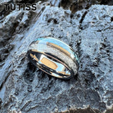 Meteorite Carbon Fiber Inlay 8mm Tungsten  Engagement Wedding Rings for Men Women