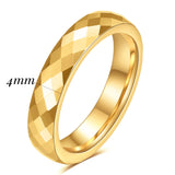 Fashion Cut Polygonal Tungsten Steel 4MM/6MM Rings for Couples Finw Jewellery