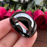 Domed Polished Finish 6MM 8MM  Shiny Tungsteng Blue Black Men Women Wedding Rings