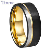 Excellent Offset Grooved Brushed 8MM Tungsten Wedding Rings for Men Women