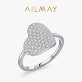 Romantic Heart 925 Sterling Silver Clean AAAA Lab Created Diamond Ring