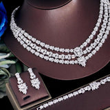 New Famous Brand 4PCS Shiny White AAA+ Zircon Diamonds 3 Layers Luxury Bridal Wedding Jewellery Set For Women - The Jewellery Supermarket