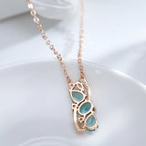 Outsanding Fashion AAA 14K Rolled Rose Gold Zircon Blue Crystal Pendant And Necklace For Women - Fine Jewellery