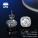 Real Moissanite Earrings 0.5CT 1CT 2CT For Women and Men Fine Jewellery.