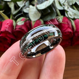 Bright Meteorite and Malachite Inlay 8MM Tungsten Carbide Wedding Men Women Ring
