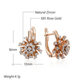 Stunning 14K Gold Filled Shiny AAA Zircon Diamonds Flower Drop Earrings Vintage Jewellery