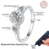 Pear Round Cut VVS1 D Colour 925 Sterling Silver White Gold Plated Moissanite Ring
