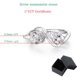New Design Brilliant 2cttw VVS1 D Colour Moissanite Diamonds 18KGP Silver Rings