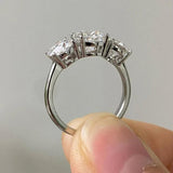 Amazing 3 Stones Sparkling 2/4 Carat Moissanite Diamonds Rings Silver Wedding Engagement Jewellery With Certificate