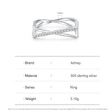 Fashion Geometric Cross Line 925 Sterling Silver AAAA Lab Created Diamonds Ring