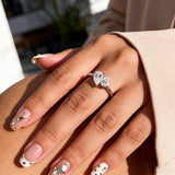 New Design Double Pear Cut VVS1 D Colour Moissanite Diamonds Silver Wedding Rings
