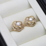 Dainty Small Freshwater Pearl AAA Zircon Diamonds Stud 925 Silver Earrings