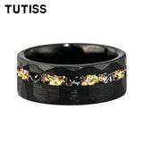 Mens 6/8mm Black Gold Meteorite Gold Foil Tungsten Carbide Rings Men's Wedding Rings