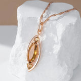 14K Gold Filled Fashion AAA Red or Brown Zircon Crystal Rhombus Pendant And Necklace