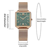 New Arrival Top Brand Elegant Solid Stainless Steel Square Dial Quartz Rose Gold Colour Ladies Watches for Women