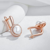 Fashion Pearl 14K Rolled Gold AAA Zircon Diamonds Boho Ethnic Drop Earrings