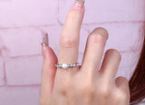 Genuine Real Pink Grey White Pearls AAA Zircon Diamonds Cute Silver Rings