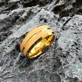 Sandblasted Finish 14K Gold Plated  6mm/8mm Tungsten Carbide Rings for Men Women