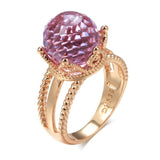 Awesome Elegant Filled 14K Rose Gold  Purple AAA Zircon Crystal Ball Crown Big Ring -  High Quality Fine Jewellery