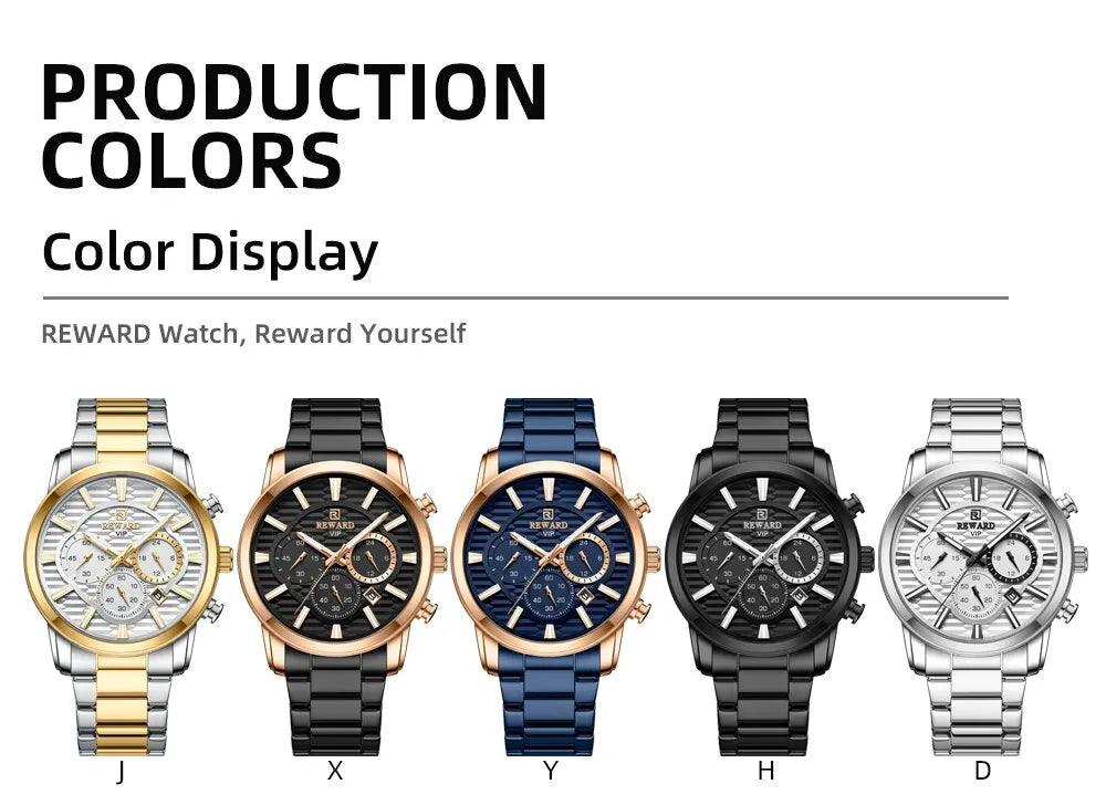 VIP Mens Chronograph Luminous Waterproof Date Stainless Steel Silver Men Quartz Wristwatches - Ideal Present - The Jewellery Supermarket