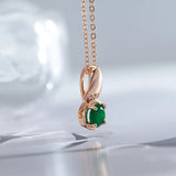 New Arrival Luxury 14K Rolled Rose Gold Round AAA Emerald Zircon Necklace - High Quality Daily Fine Jewellery