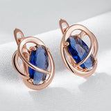 14 Karat Gold Filled Unusual Shiny Oval Blue AAA Zircon Crystals Luxury Dangle Earrings