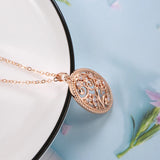 Excellent Hollow Flower 14K Rolled Rose Gold AAA Zircon Diamonds Vintage Style Fine Jewellery Daily Necklace