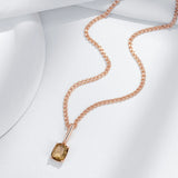 Beautiful Square Brown Rolled 14K Rose Gold AAA Zircon Crystal Necklace for Women - High Quality Jewellery