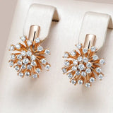 Stunning 14K Gold Filled Shiny AAA Zircon Diamonds Flower Drop Earrings Vintage Jewellery